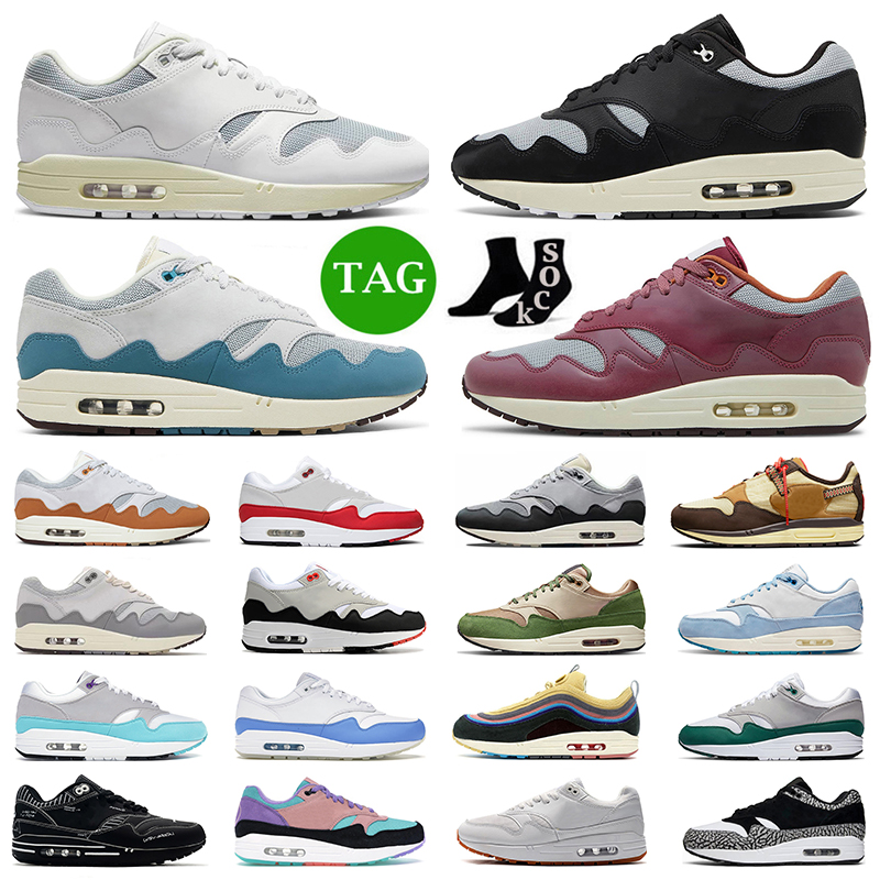 2023 Patta Waves 1 running shoes men women 1s White Black Noise Aqua Maroon Patch University Red Blue Sean Wotherspoon mens trainers sport sneakers, #1
2023 Patta Waves 1 running shoes men women 1s White Black Noise Aqua Maroon Patch University Red Blue Sean Wotherspoon mens trainers sport sneakers, #1