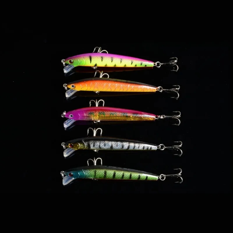 5 Colour 0.3 ounces 3.75 inches Plastic Minnow Fishing Lure Floating Rattles Bass Crankbait 3D Eyes Fish Lures