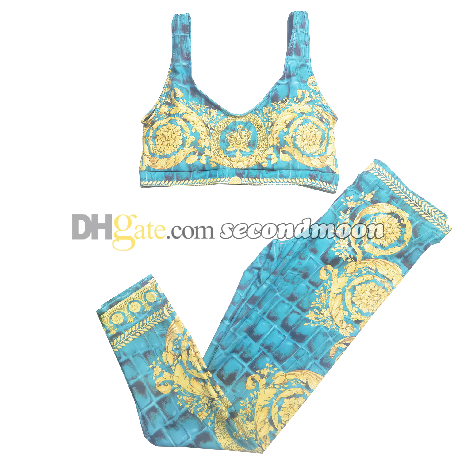 Women Cropped T Shirt Two Piece Set Tracksuit Jogging Cycling Sport Pants Summer Breathable Leggings