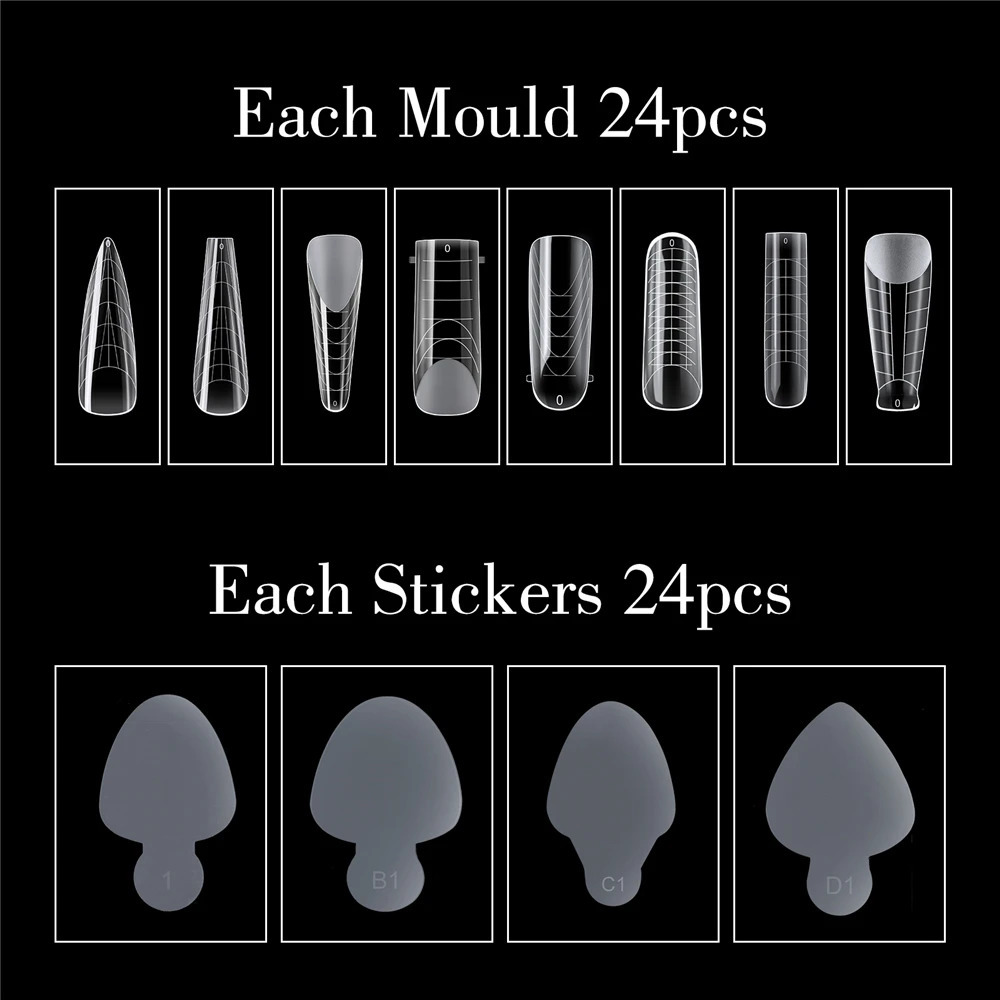 False Nails Duet System Nail Dual Forms Mould Set French Line Guides Acrylic Adhesive Stickers for Nail Art UV Building Poly Gel Tools 231121