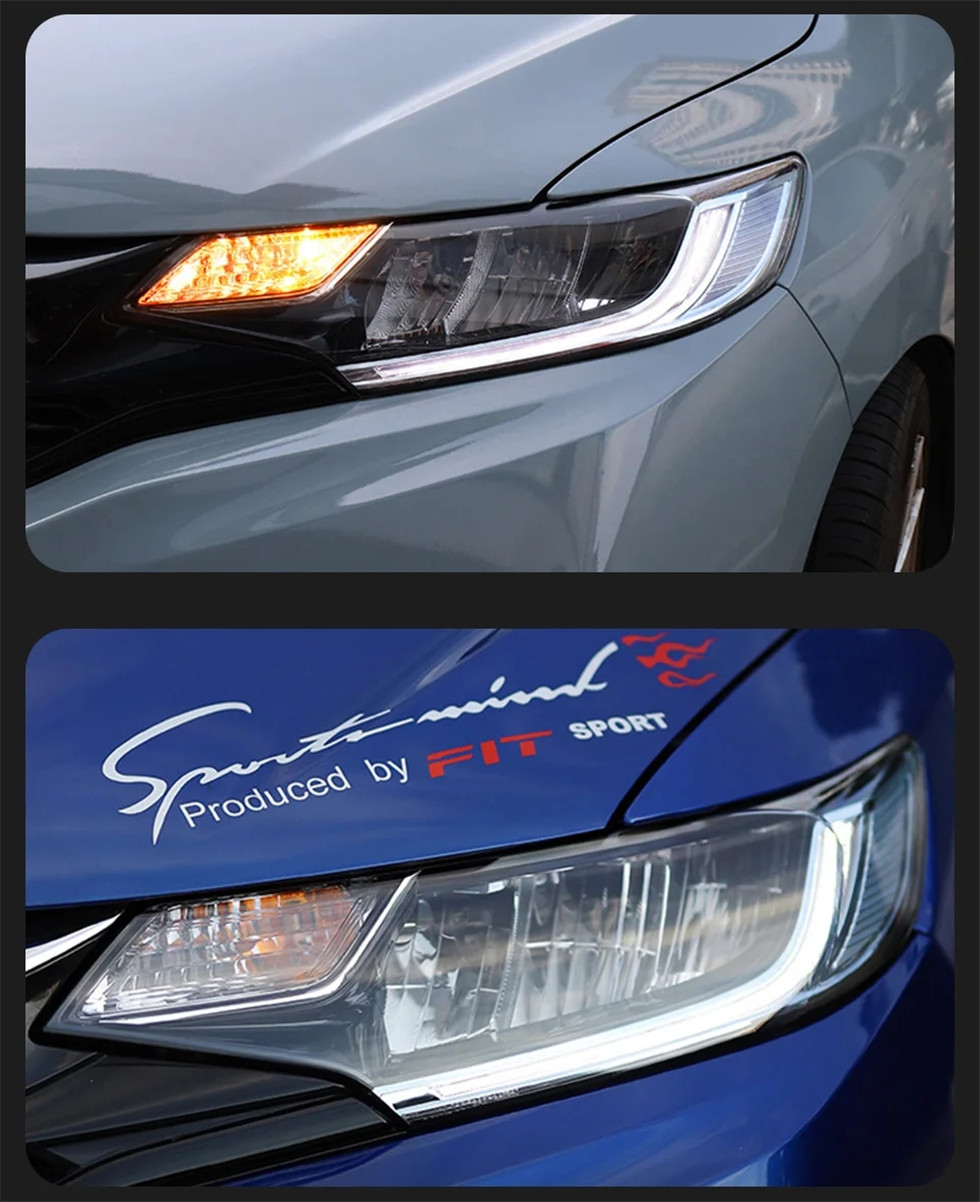 Auto Headlight For Honda Fit Jazz 2014-20 20 Wing Styling LED Headlights Daytime Lights DRL Signal Front Lamp