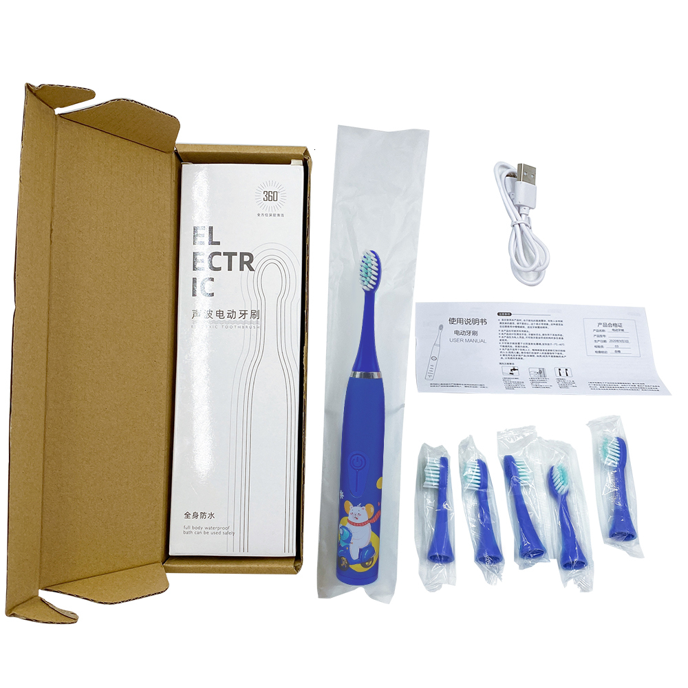 Toothbrush Children's Electric Tooth Brush Sonic Oral Care Kids Ultrasonic Soft Cartoon Teeth Cleaner Ipx6 Waterproof 4 Mode USB 230421