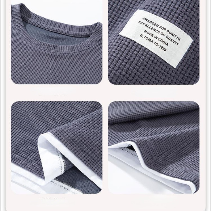 Men's Tracksuits Waffle 2 Piece Men T-Shirt Shorts Sets Summer Tracksuit Fashion Clothing Harajuku Style Casual Korean Loose Sweatsuit 5 Colors 2