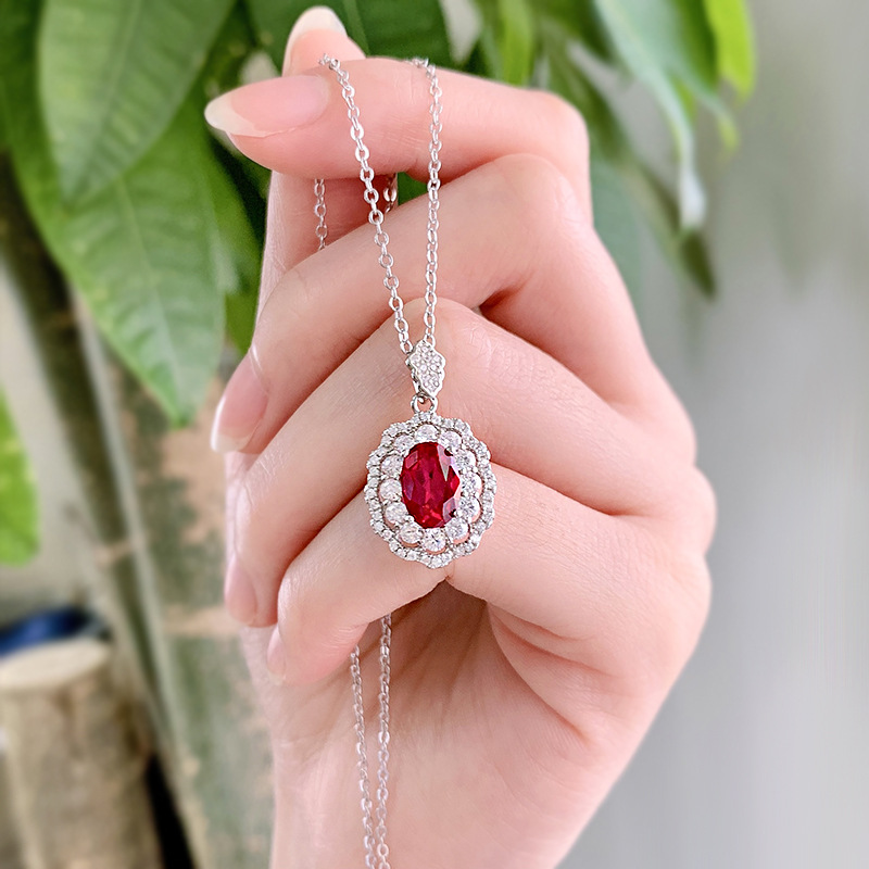 Valuable Ruby Diamond Jewelry set 925 Sterling Silver Party Wedding Earrings Necklace For Women Bridal Engagement Jewelry Gift