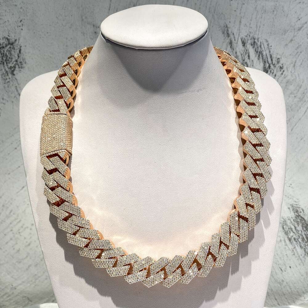 Pendant Necklaces Thicker 20mm 4 Row Dia Sterg Sier Iced Out Prong Setting VVS Moissanite Cuban k Chain