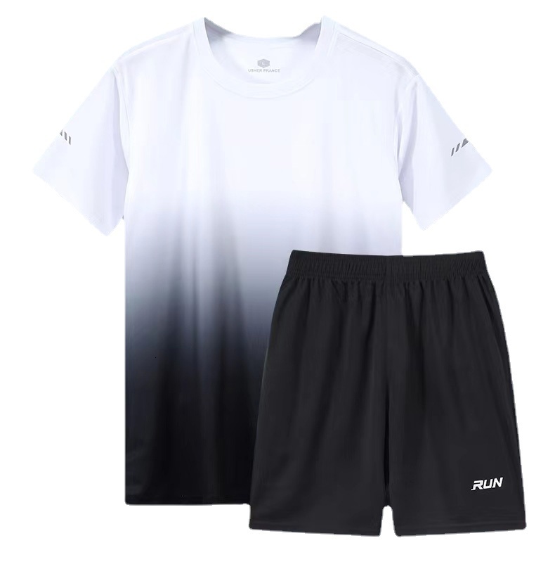 Men's Tracksuits Men Short Sleeved T-shirt Shorts Sets Mens Fashion Gradient Sportswear Men's Summer Quick Dry Sets Outdoor Sports Male Trac
