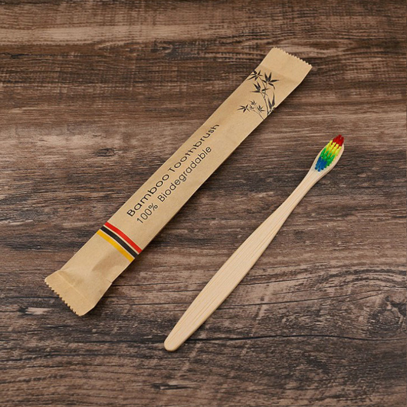 Toothbrush 50100Pc Eco Friendly Bamboo Soft Bristle Fibre Adult es Teeth Brush Solid Handle 100 Biodegradable 230421