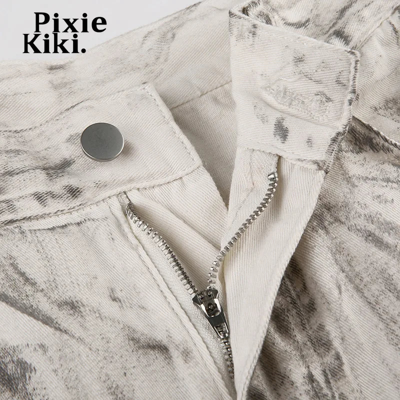 Women's Jeans PixieKiki Trashy Y2k Graffiti Washed Baggy Jeans for Women Streetwear Low Waisted Wide Leg Pants Grey Denim Trousers P67-ED44 23112