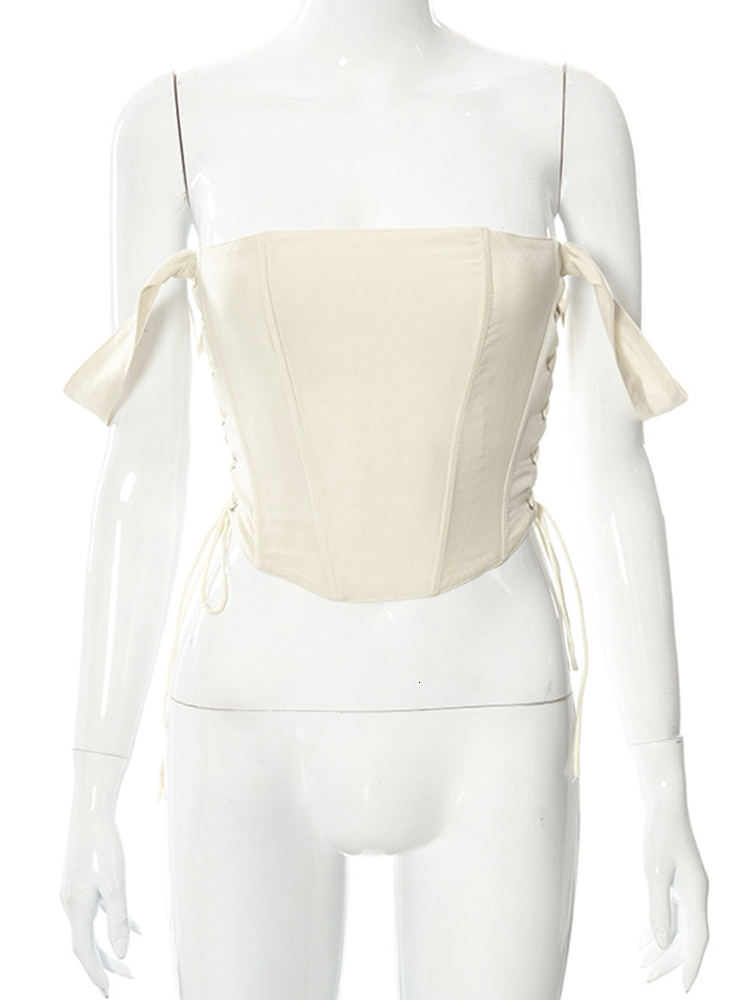 Women's Tanks Camis Hbenna Crop Top Side Bandage Party Sexy Laceup Cut Out Tank Asymmetry Hem Slim Summer Clubwear Streetwear 230422Z