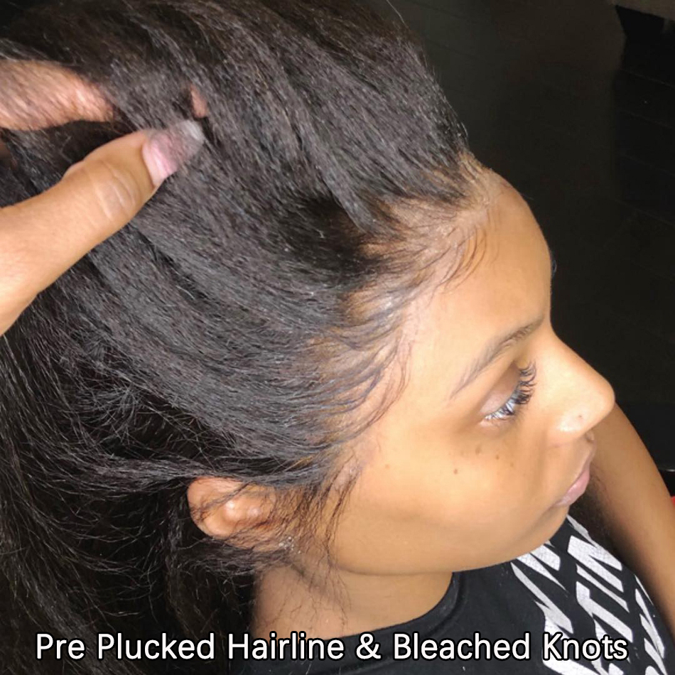 Yaki Kinky Edges Curly Baby Hair human hair Wig 360 full natural HD Lace Frontal Wig Kinky Straight Lace Front Wigs pre plucked 150%density for black 