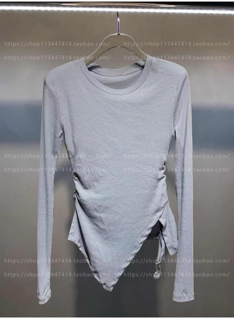 Women's Blouses 2023 High Quality Spring Women's Versatile Irregular Round-neck T-shirt Top Long-sleeved Slim Bottom Shirt