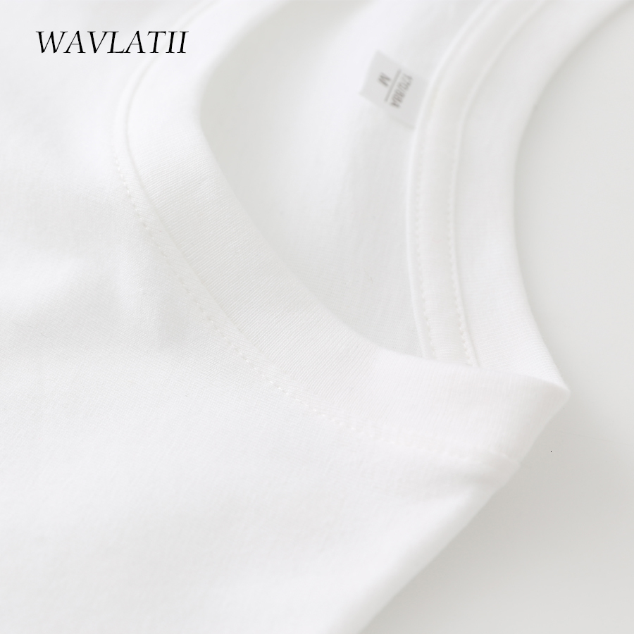 Women's T-Shirt WAVLATII Women Cotton T shirts Female Soft White Black Tees Lady Plus Size Basic Tops for Summer WT2102 230422