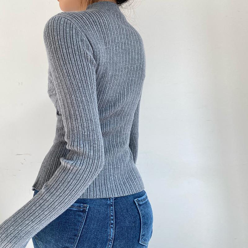 Womens Sweaters Vintage V-neck Cross Choker Sweater Women Autumn Stylish Stretchable Chompas Para Mujer Office Lady Criss-Cross Casual Swea