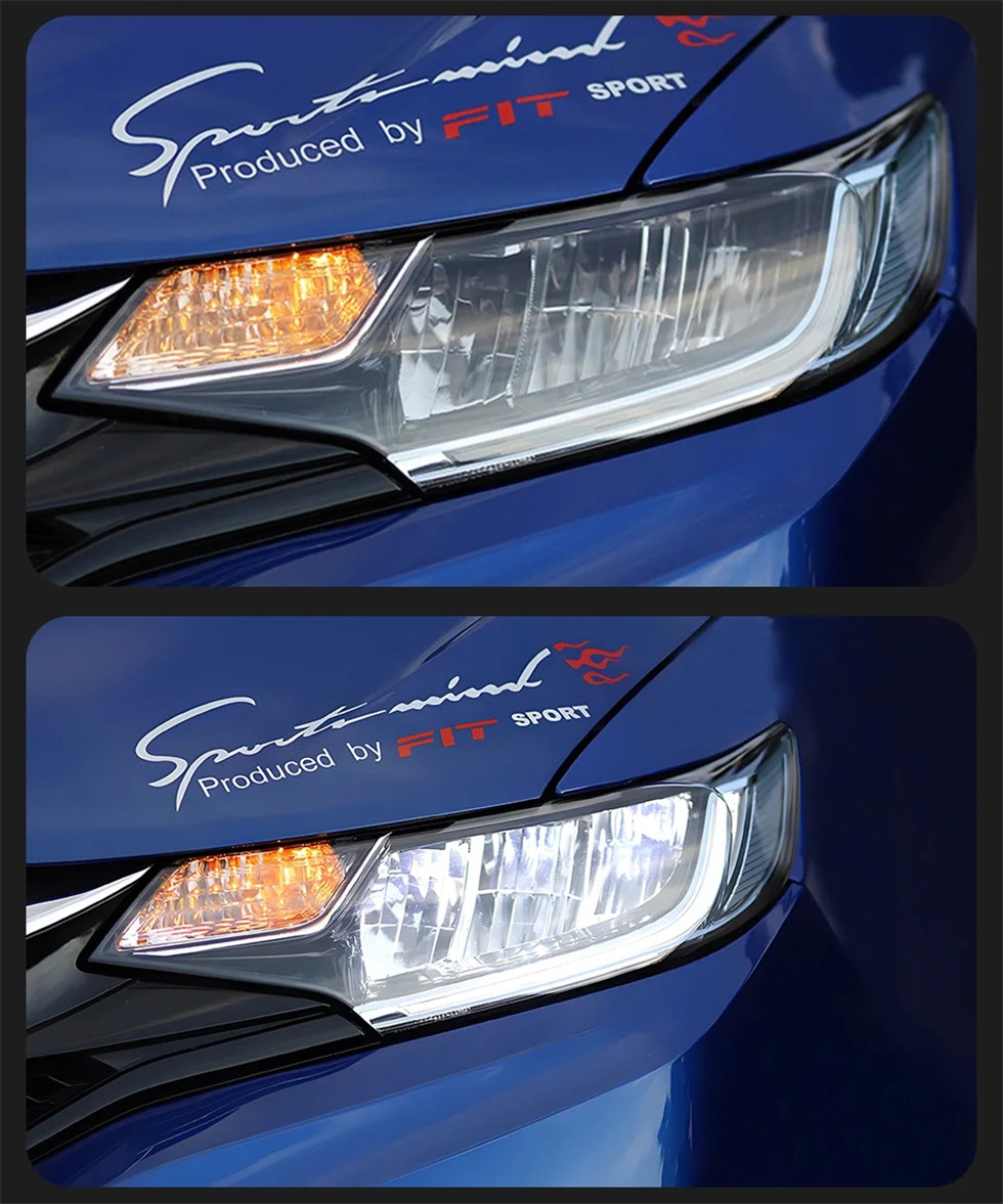 Auto Headlight For Honda Fit Jazz 2014-20 20 Wing Styling LED Headlights Daytime Lights DRL Signal Front Lamp