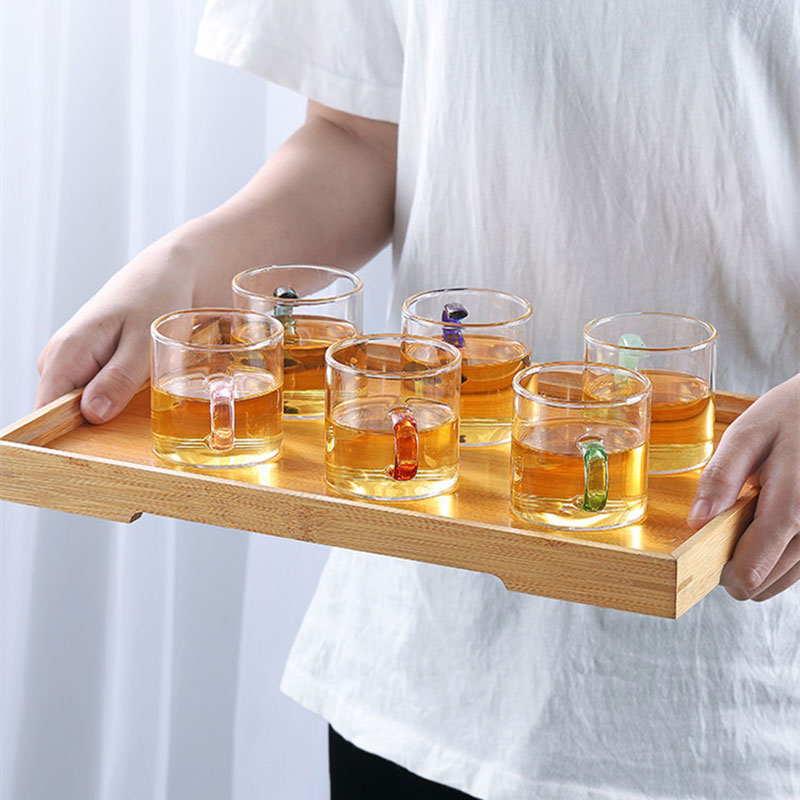 Cups Colorful handle small tea cup Clear glass tea cup