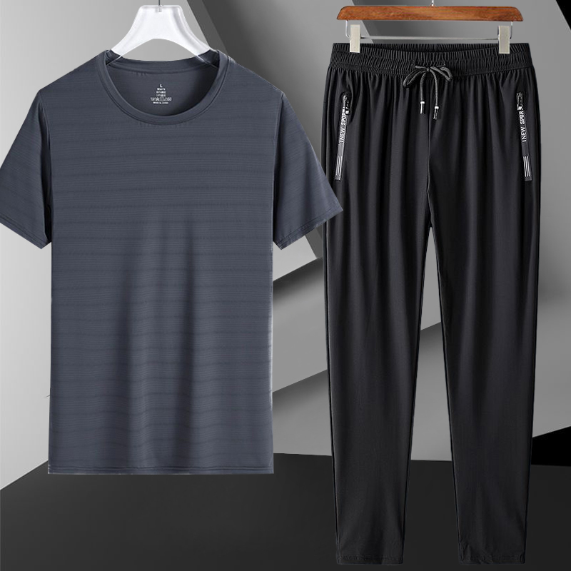 Men's Tracksuits Men's Shirt Tracksuit Two Pieces Sets Men Casual Fitness Sport Suit Short Sleeve T ShirtTrousers Men's Casual Sportswe