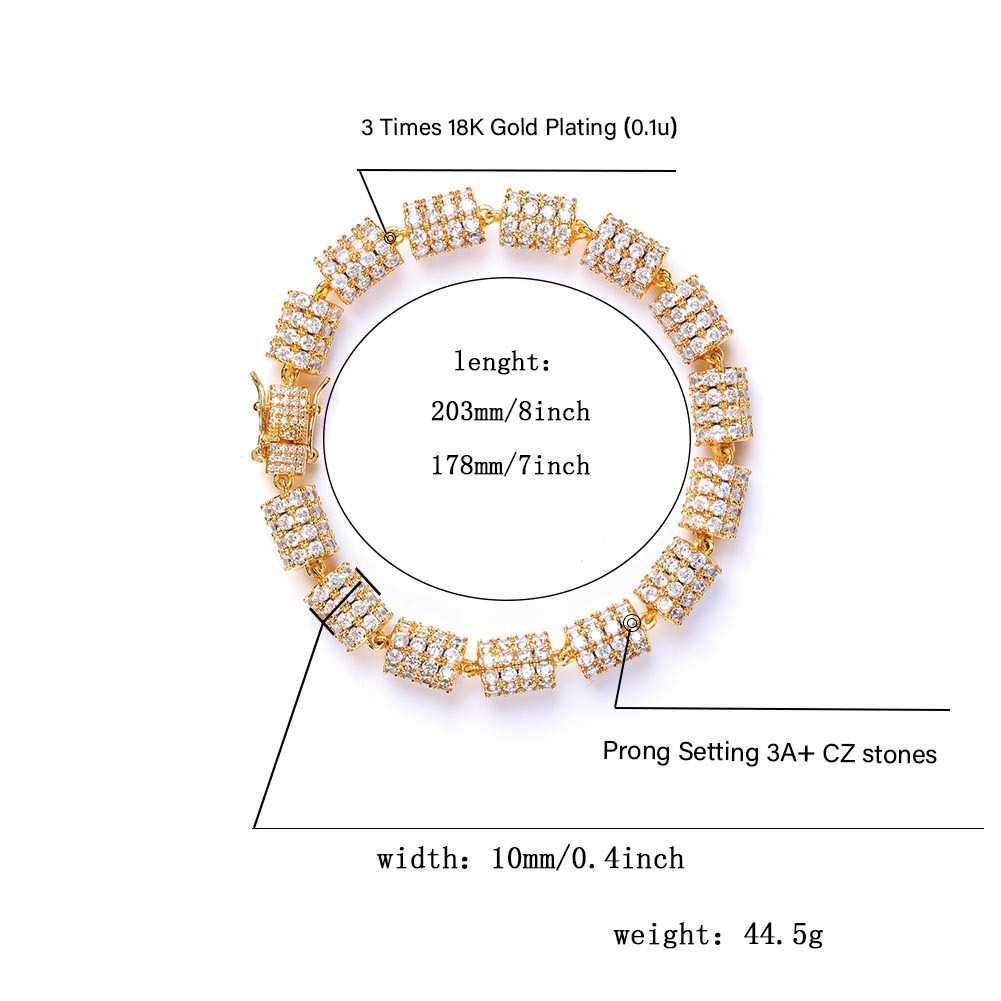 Unisex Full Cubic Zircon Bamboo Link Tennis Bracelet Personalized Hip Hop Chains Bracelets For Men Women Rose Gold Iced Out Cz Stone Night Club Jewelr