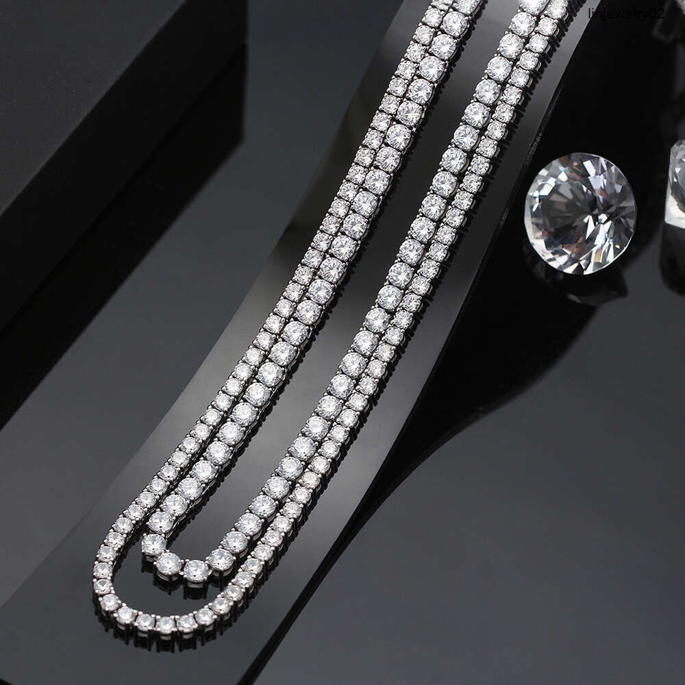 RINNTIN SC73 Solid Sterling Sier 3mm 4mm CZ Casting Chain Women's Round Cubic Zirconia Tennis Necklace