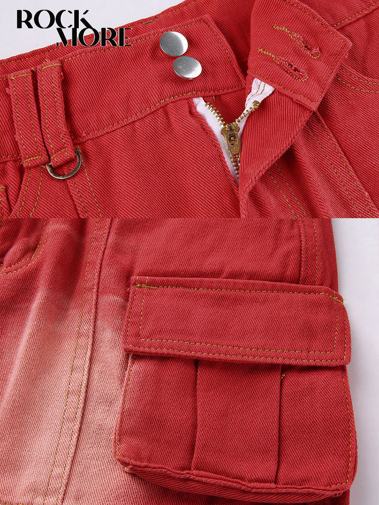 Skirts Rockmore Vintage Women'S Denim Skirt Pockets Low Waist Mini Skirt Korean Summer Streetwear Cargo Short Skirt E Girl Bottom 230422