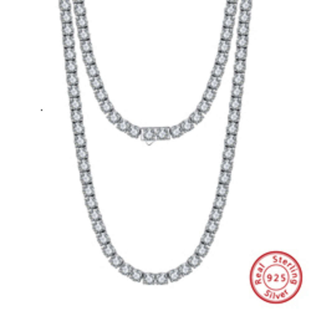 RINNTIN SC73 Solid Sterling Sier 3mm 4mm CZ Casting Chain Women's Round Cubic Zirconia Tennis Necklace