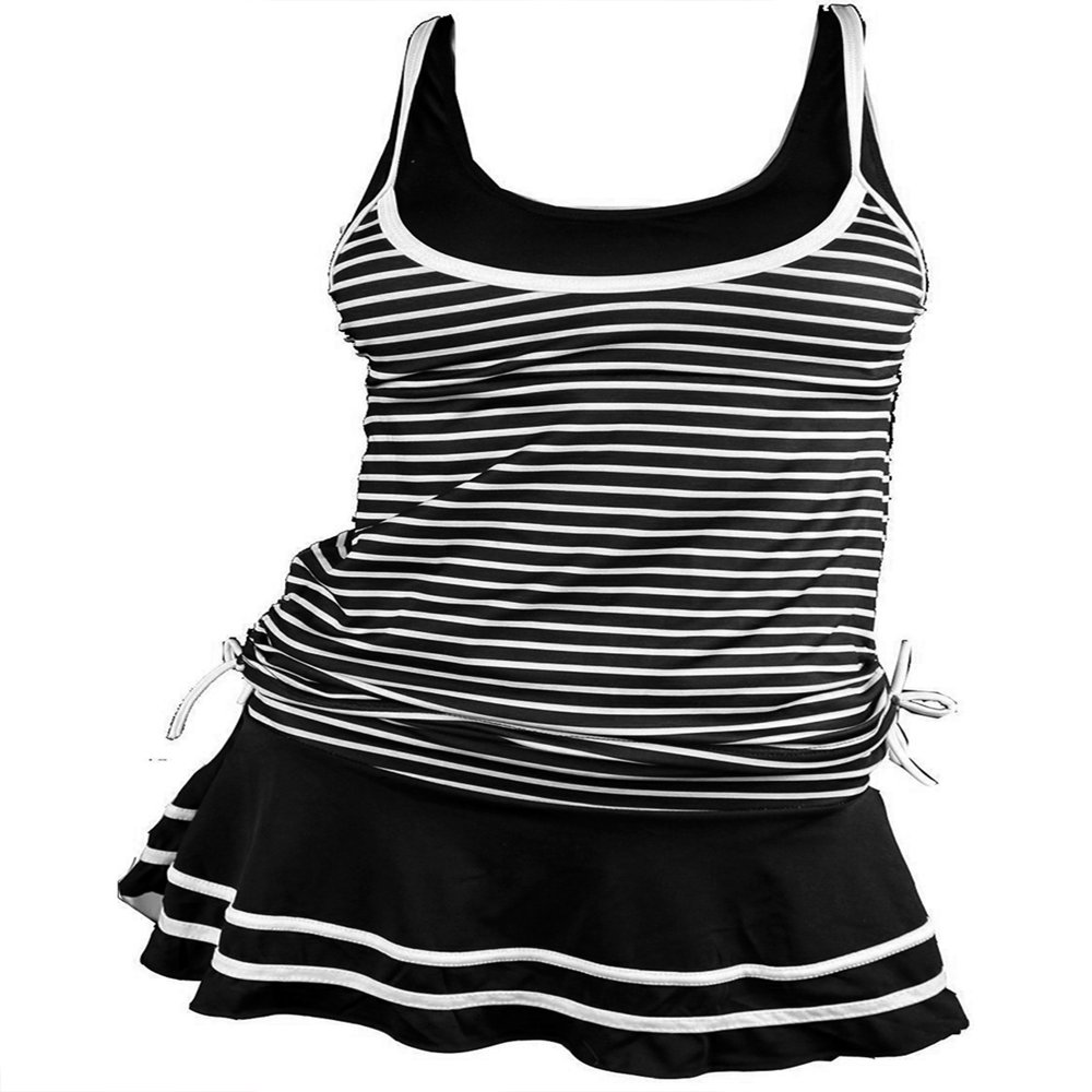 Womens Sexy Bikini Women is Tankini Top Bathing Suits Striped Vintage Swim Dress