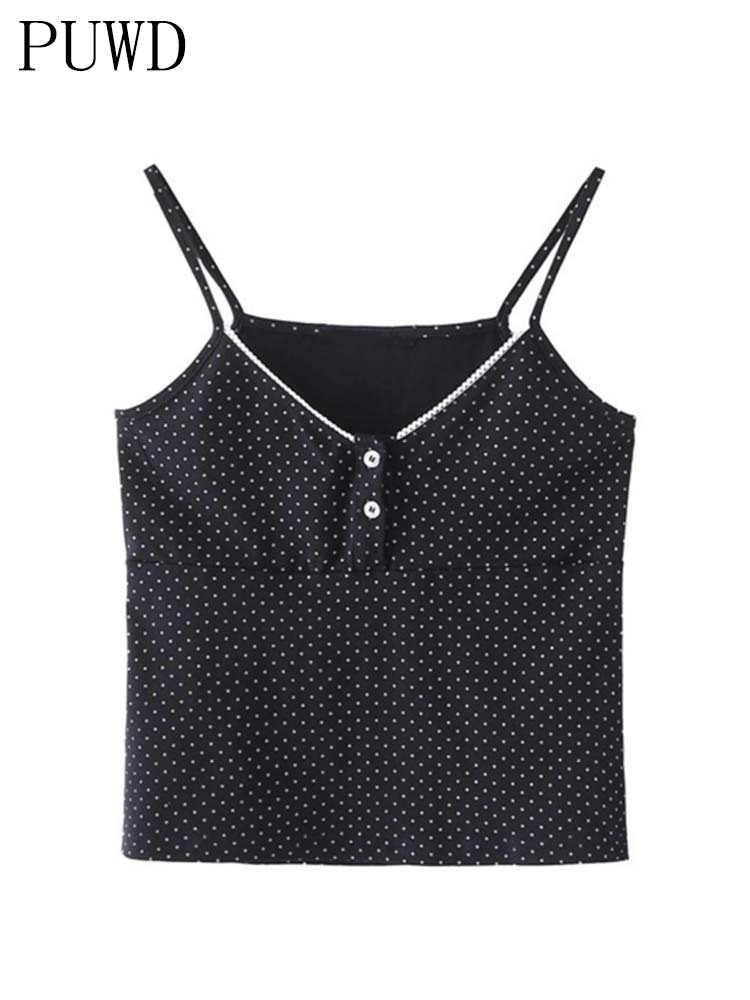 Women's Tanks Camis PUWD Casual Women Black Flower Print Soft Cotton Tank Summer Fashion Ladies Vintage Slim Short Tops Female Chic Crop Top 2304