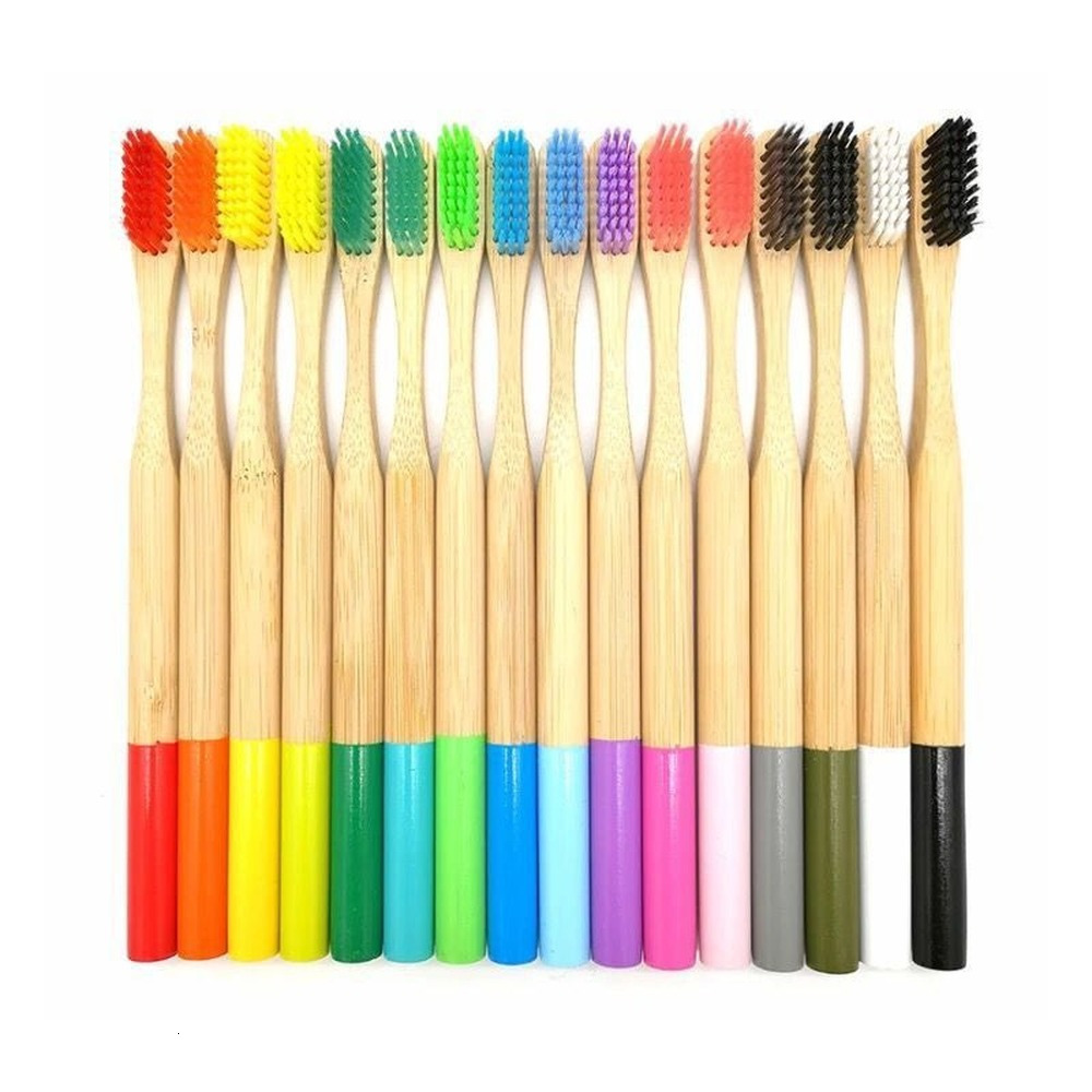 Toothbrush 10PCS Colorful Natural Bamboo Tooth Brush Set Soft Bristle Charcoal Teeth Eco es Dental Oral Care 230421