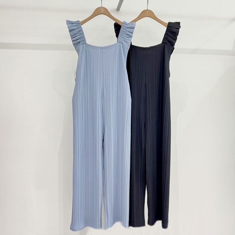 Women's Jumpsuits Rompers Fungus Suspender Black Jumpsuit Women Overalls Korean Slim High Waist Rompers Sexy Elegant Square Collar Jump Suits Ple