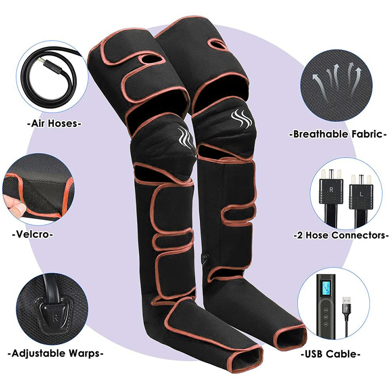 Leg Massagers Massager Air Compression for Circulation Calf Feet Thigh Massage Muscle Pain Relief Sequential Boots Device with Handheld 230422