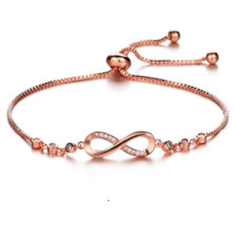 European and American Hotsale CZ Crystal Infinity Bracelet Sier Adjustable Tennis Chain Eight Shaped Bracelets
