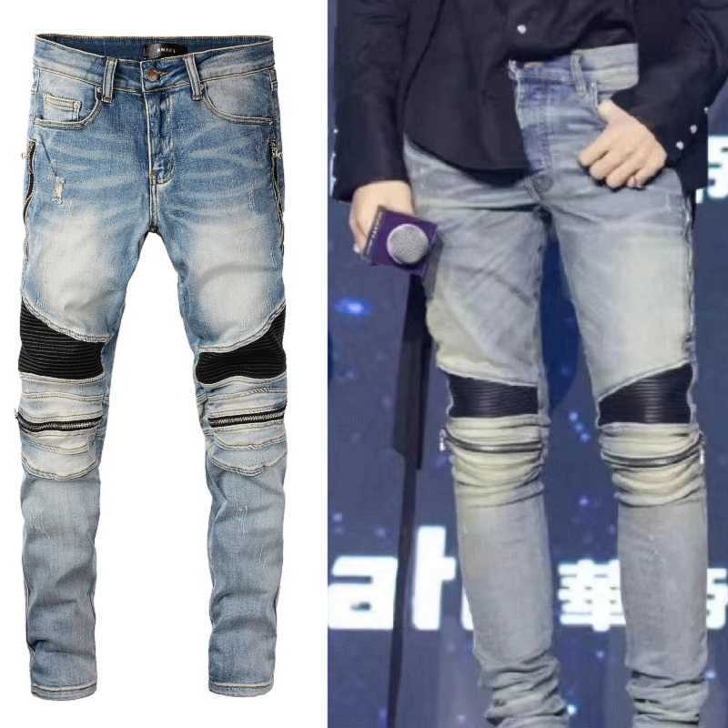 Designer Clothing Fashion Denim Pants Amiiri New Trendy Brand Motorcycle Made of Old Washed Spliced Leather Pleated Zipper Slim Fit Elastic Jeans Men For sale, As shown in figure
Designer Clothing Fashion Denim Pants Amiiri New Trendy Brand Motorcycle Made of Old Washed Spliced Leather Pleated Zipper Slim Fit Elastic Jeans Men For sale, As shown in figure