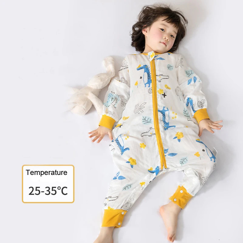 Sleeping Bags Happytobias Summer Baby Sleeping Bags Long Detachable Sleeve Split Leg Sleep Boys Girls Sack Sleepers Kids Pajamas S16 231122