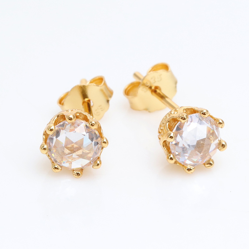 Women's Luxury Crystal Zirconia Earrings - Rose & Yellow Gold Plated Wedding Stud for Bridal Occasions