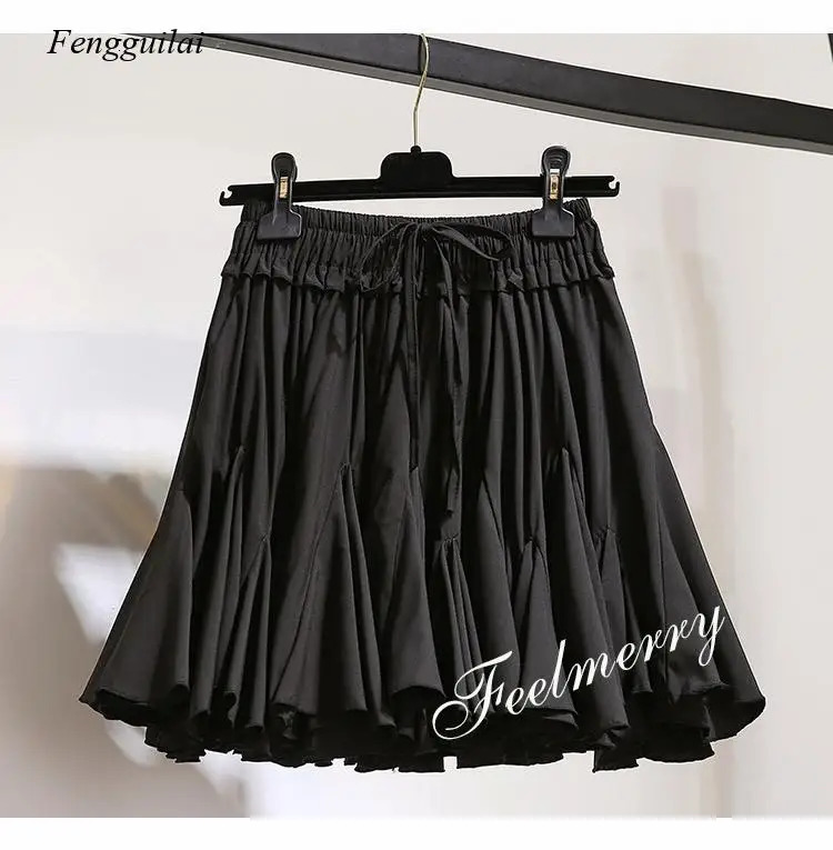 Skirts White Black Chiffon Summer Shorts Skirt Women Fashion Korean High Waist Tutu Pleated Mini Aesthetic Skirt Female 231121