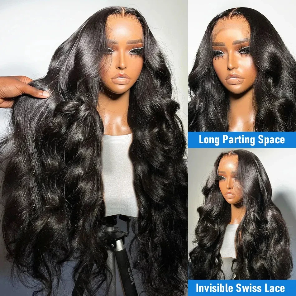0 40 Inch Body Wave 13x4 HD Lace Front Human Hair Wigs Wear and Go Glueless Brazilian Lace Frontal Wig for Women Synthetic Heat Resistant