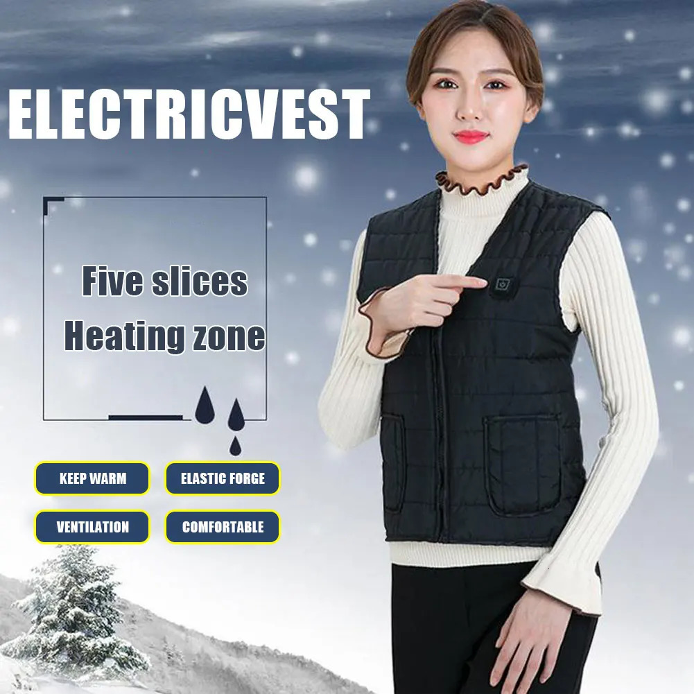 Men's Vests 5 Area USB Heated Vest Smart Electric Heating Clothes 3 Gears Adjustable Motorcycle Rider Vest Warm for Men Women Outdoor Sports 2311