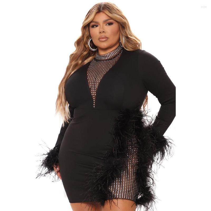 Casual Dresses Spring Autumn Sexy Long Sleeve Dress For Women Tassel Diamonds Party Mini Black White Clothing