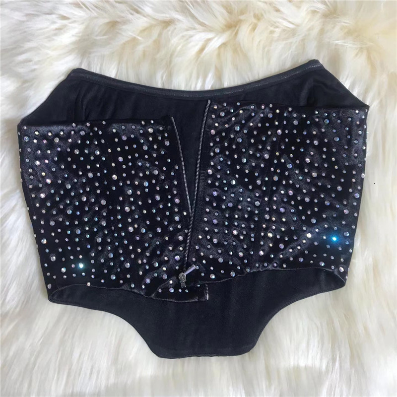 Women's Tanks Camis s Black Corset Top Strapless Night Club Backless Sexy Crystal Crop Arrival 230422Z