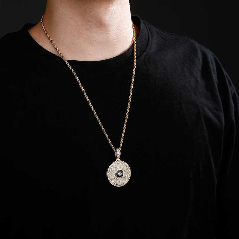 Openable God's Eye Memorial Custom Photo Pendant Necklace Full Cubic Zircon DIY Picture Personalized Hip Hop Real Gold Plated DIY Jewelry Birthda