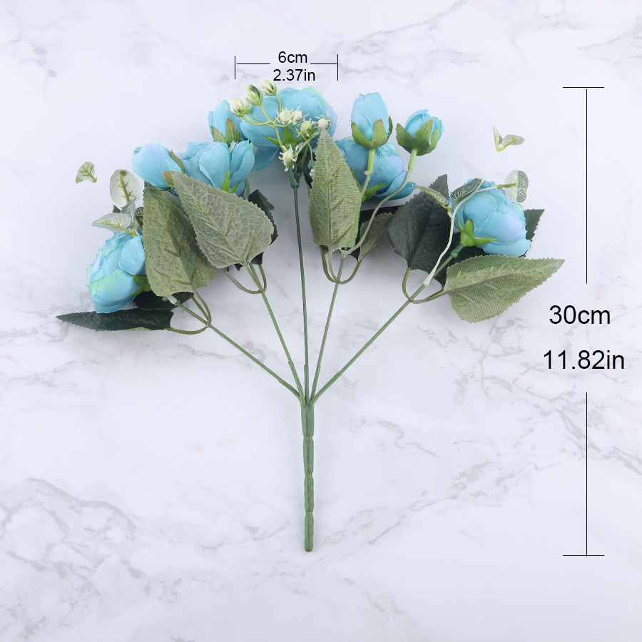 Hot Selling 10pcs/30cm Rose Pink Silk Bouquet Peony Artificial Flower 5 Big Head 4 Small Bud Bride Wedding Home Decoration