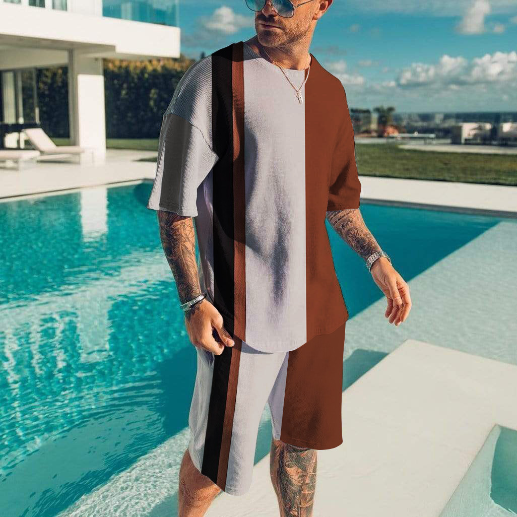 Men's Tracksuits Male Summer Short Sleeve T Shirt Set O Neck Tracksuit 3D Printed Daily Casual Streetwear 2 Piece Oversized Sports Suit 230422