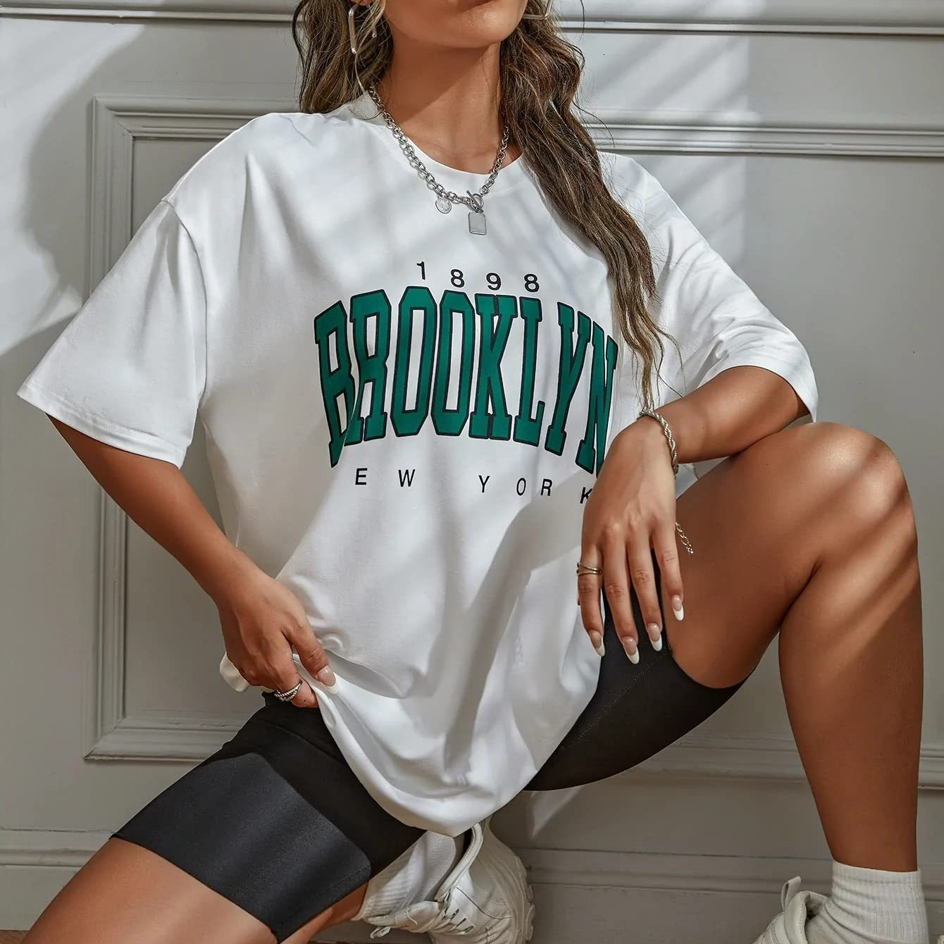 Women's T-Shirt Women Harajuku Tshirt 1898 Brooklyn York Letter Print Short Sleeve Tee Tops Summer Casual Oversized T-Shirts Female Clothes 23042