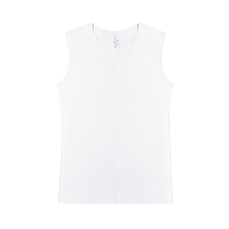 Men's Tank Tops 220g Camisole Heavy Weight Solid Color Loose Cotton Sleeveless T Shirt Bottom Shirt Men's Fitness Vest 230422