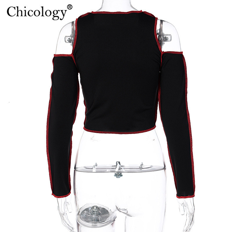 Women's T-Shirt Chicology Goth Hollow Out Fashion Tshirt Women Long Sleeve Crop Top T Shirt Winter Fall Clothes Punk Streetwear Gothic Tee 230422
