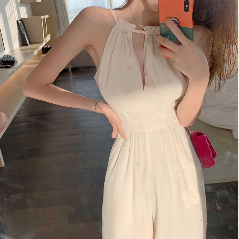 Women's Jumpsuits Rompers Jumpsuits Women Solid Elegant Sleeveless Summer Minimalist High Waist Casual Loose Stylish Korean Style All-match Chic 
