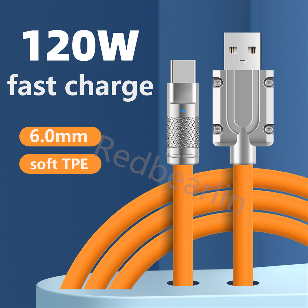120W 6A Super Fast Charging Cables USB C Type C Micro Liquid Silicone Cable Quick Charge For Samsung s10 S20 S22 S23 Htc lg 1M 3ft
