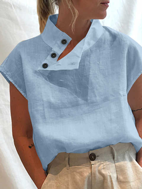 Designer New Summer Cotton Linen Women's Shirt Light White Shirt Casual chic tunic Breathable Clothing Fashion 2023