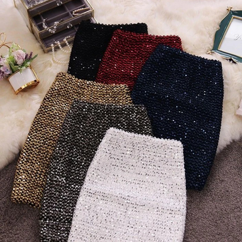 Skirts Sequined Party Mini Skirts Women Sexy High Waist Cute A-line Clubwear Autumn Y2k Clothes Retro Korean Fashion Style Faldas Mujer 231121