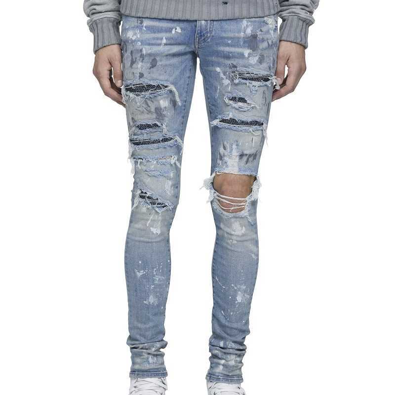 Designer Clothing Fashion Denim Pants Amiiri New High Street Trend Brand Broken Hole Hot Diamond Patch Hand Painted Old Wash Slim Fit Personalized Jeans Men, As shown in figure
Designer Clothing Fashion Denim Pants Amiiri New High Street Trend Brand Broken Hole Hot Diamond Patch Hand Painted Old Wash Slim Fit Personalized Jeans Men, As shown in figure