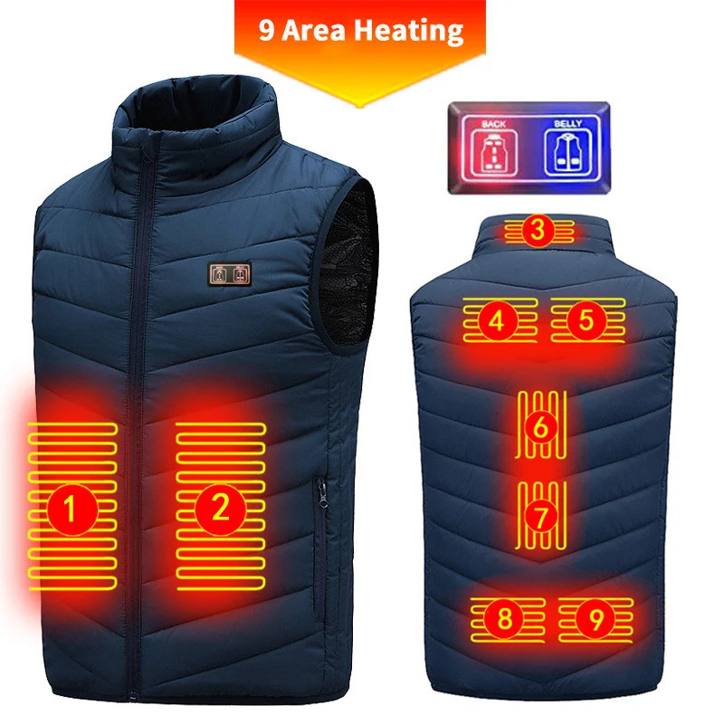 Men's Vests Heated Vest Men Winter Coat Warm Clothes With Heating Sleeveless Outdoors Heated Jacket Men USB in Outerwears Bodywarmer 6XL 231122